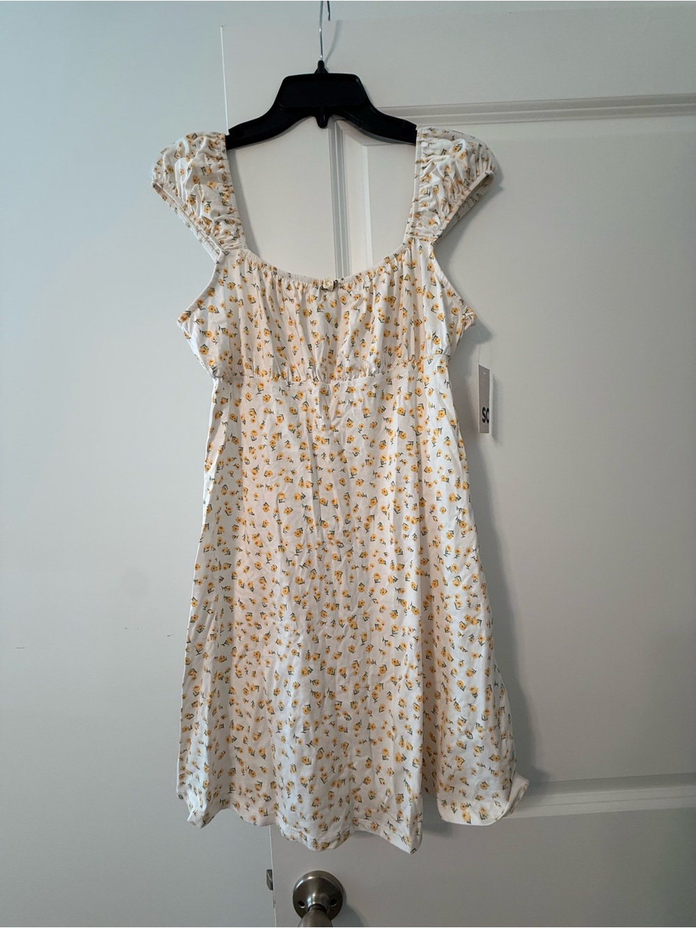 SO White Mini Dress with Yellow Floral Print